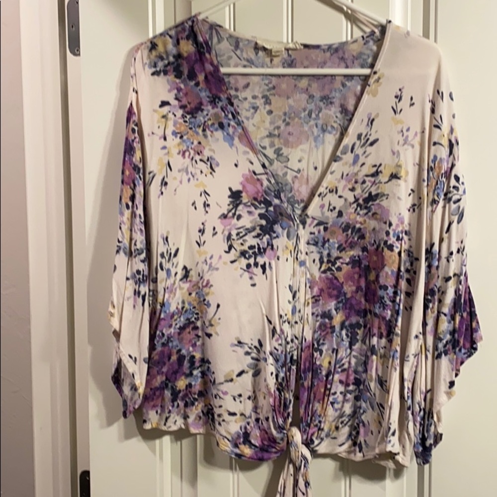 Tie Front Floral Blouse